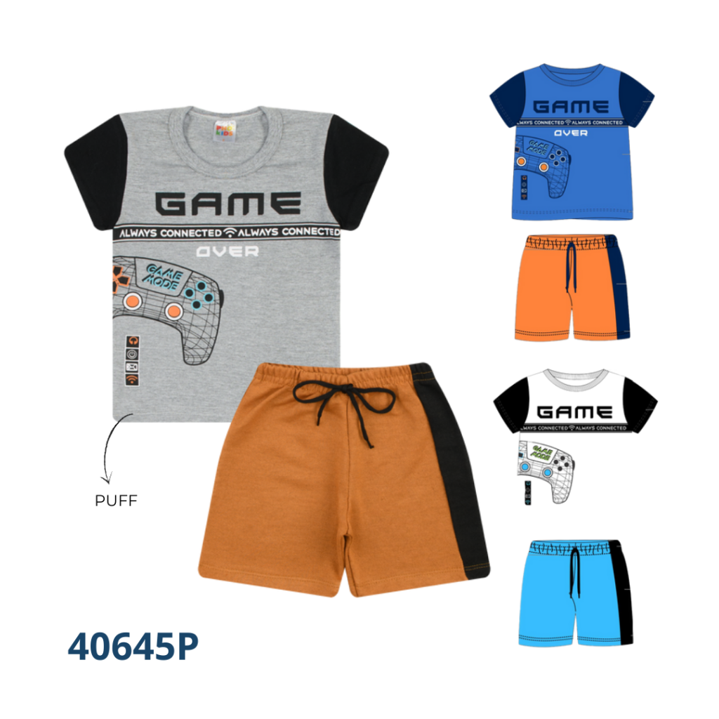 Kit 3 Conjuntos – Camiseta e Bermuda com Cadarço