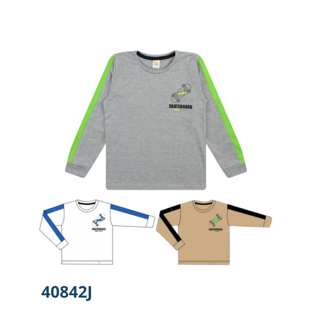 Kit 4 Camisetas Manga Longa com Reforço e Recorte