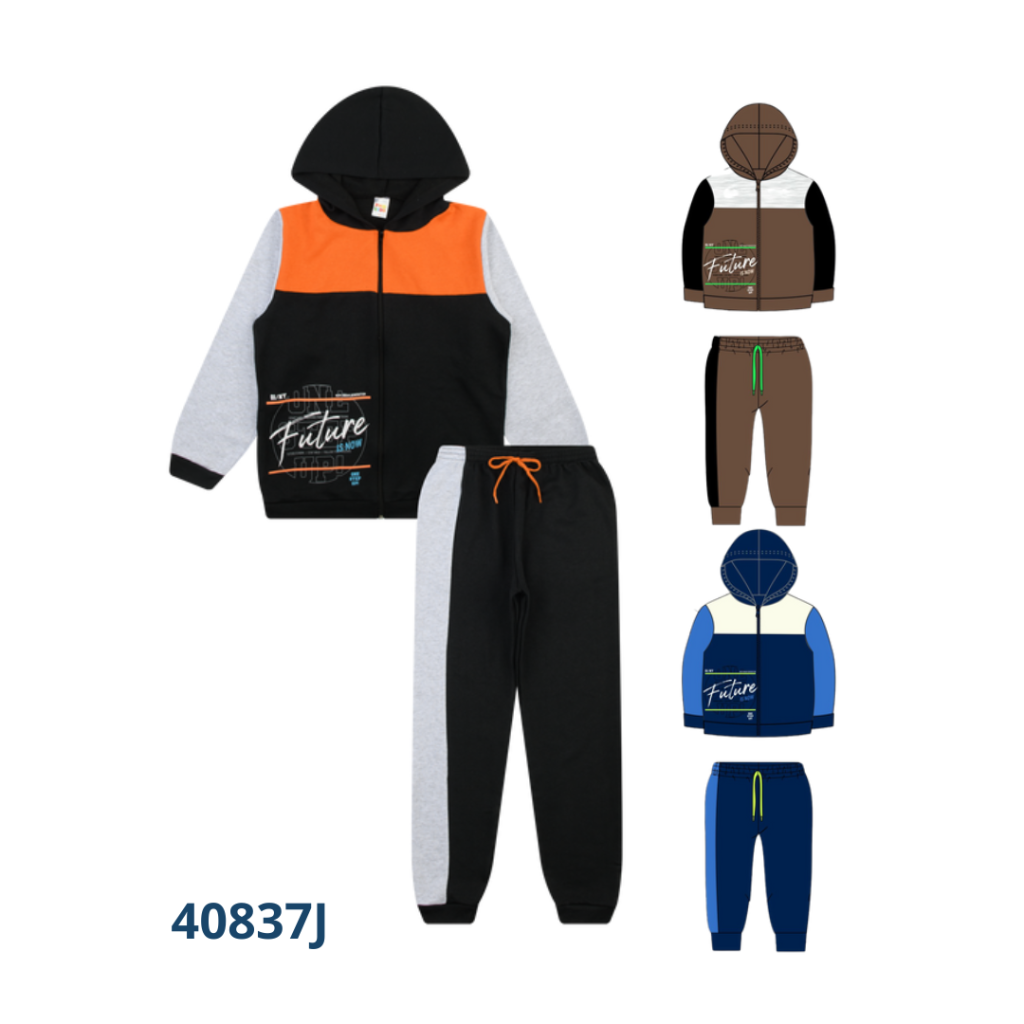 Kit 4 Conjuntos Jaqueta com Recorte e Calça com Recorte e Cadarço