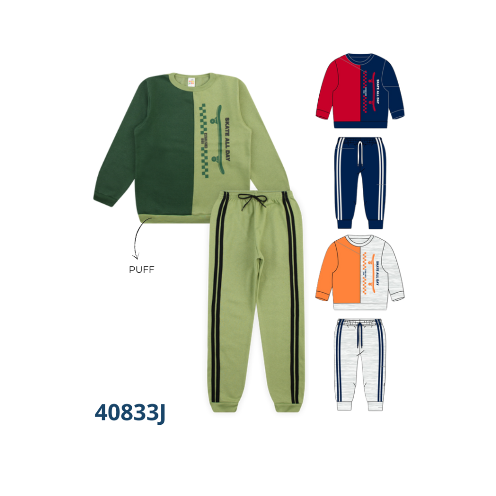 Kit 4 Conjuntos Blusão com Recorte e Calça com Detalhe e Cadarço