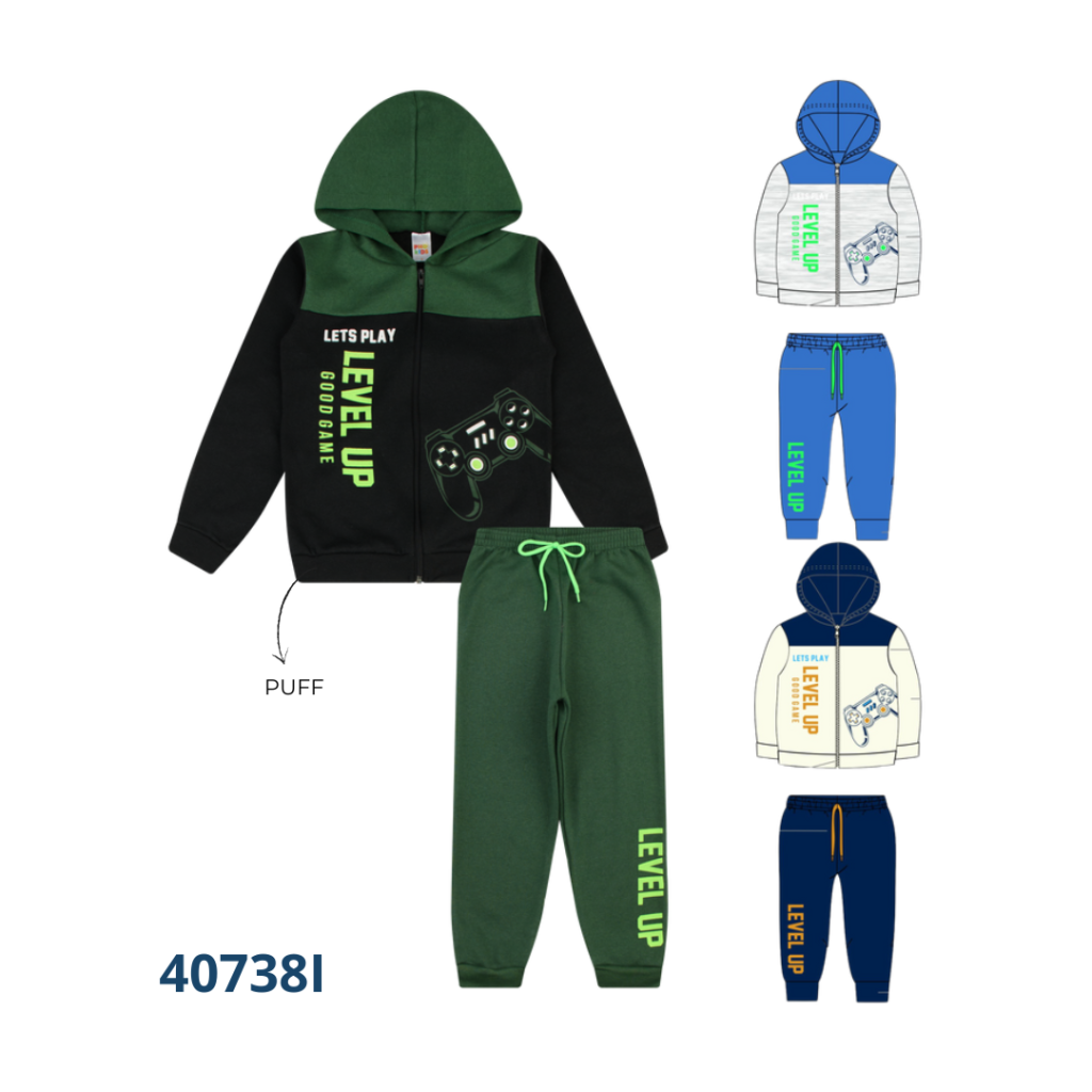 Kit 3 Conjuntos Jaqueta e Calça com Cadarço
