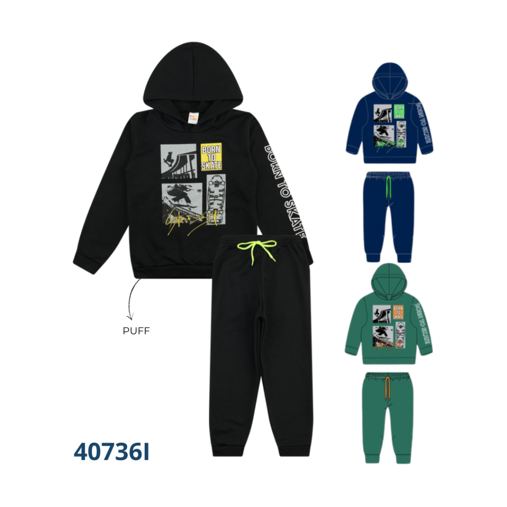 Kit 3 Conjuntos Blusão Capuz e Calça com Cadarço