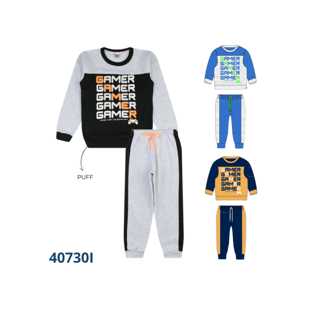 Kit 3 Conjuntos Blusão e Calça com Recorte e Cadarço