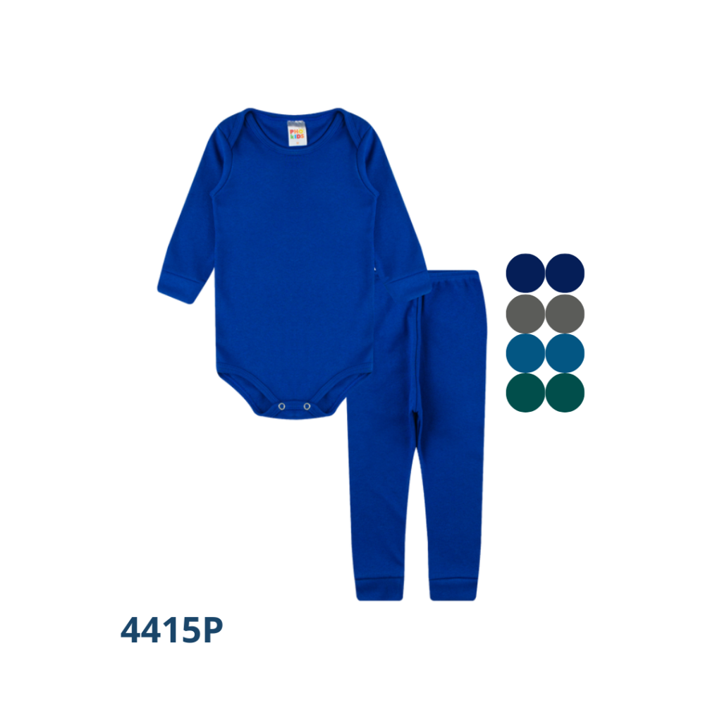 Kit 3 Conjuntos Body Decote Americano e Calça com Punho