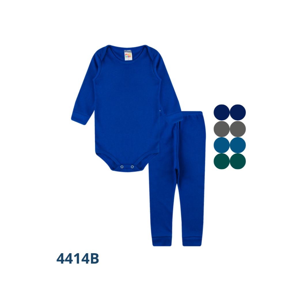  Kit 4 Conjuntos Body Decote Americano e Calça com Punho 