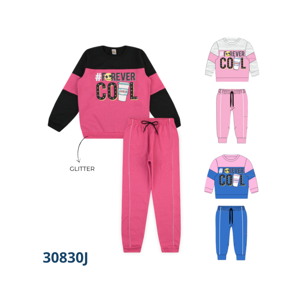 Kit 4 Conjuntos Blusão com Recorte e Calça com Cadarço e Filete