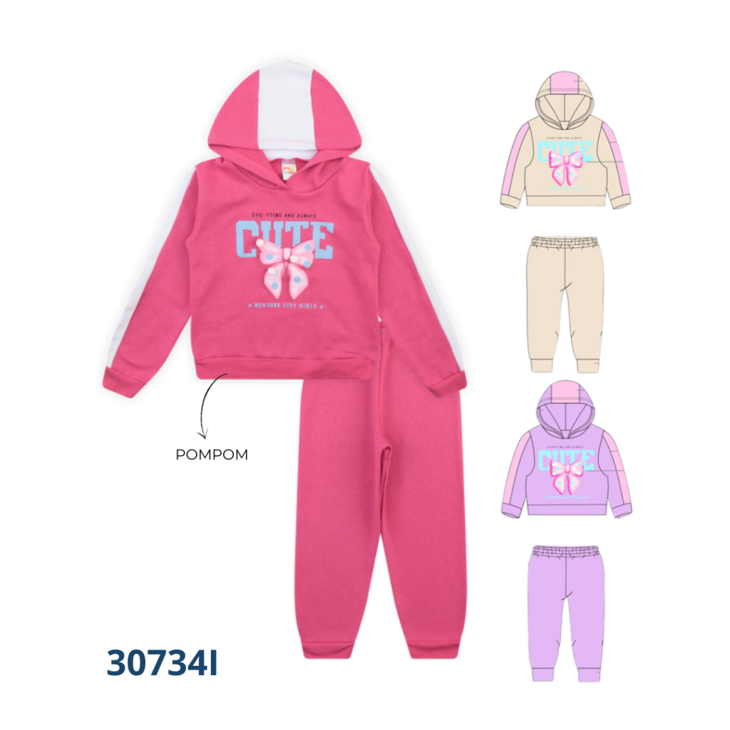Kit 3 Conjuntos Blusão Capuz com Recorte e Calça