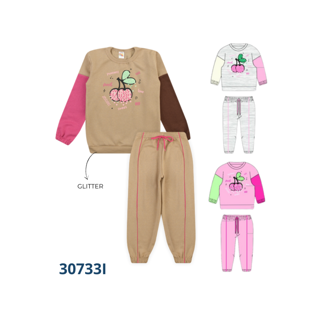 Kit 3 Conjuntos Blusão com Recorte e Calça com Cadarço e Filete