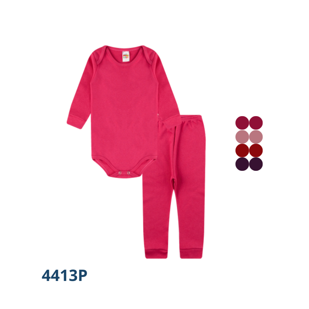 Kit 3 Conjuntos Body Decote Americano e Calça com Punho