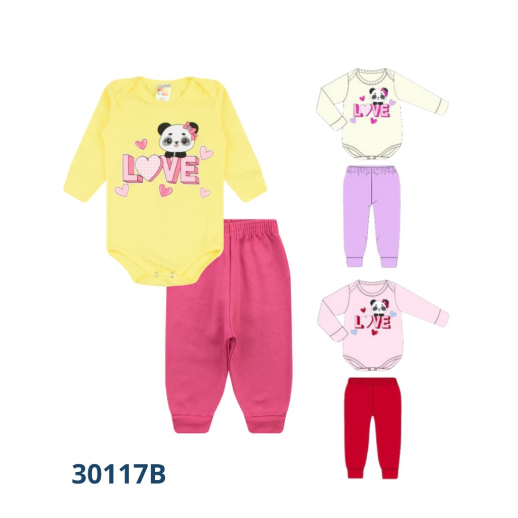 Kit 4 Conjuntos Body + Calça punho