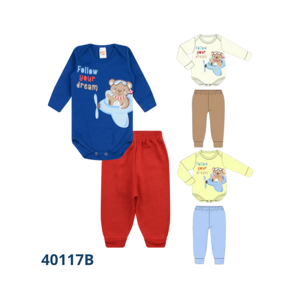 Kit 4 Conjuntos Body + Calça punho