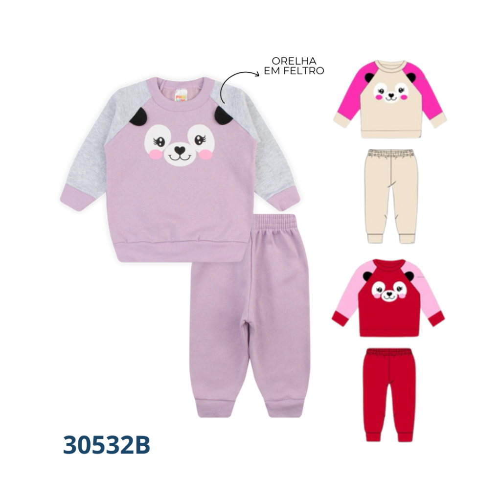 KIT 3 CONJUNTOS BLUSÃO C/ DETALHE INTERATIVO E CALÇA