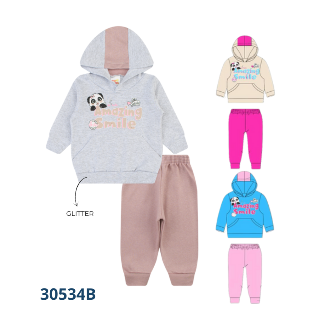 KIT 3 CONJUNTOS BLUSÃO CAPUZ BOLSO CANGURU E CALÇA