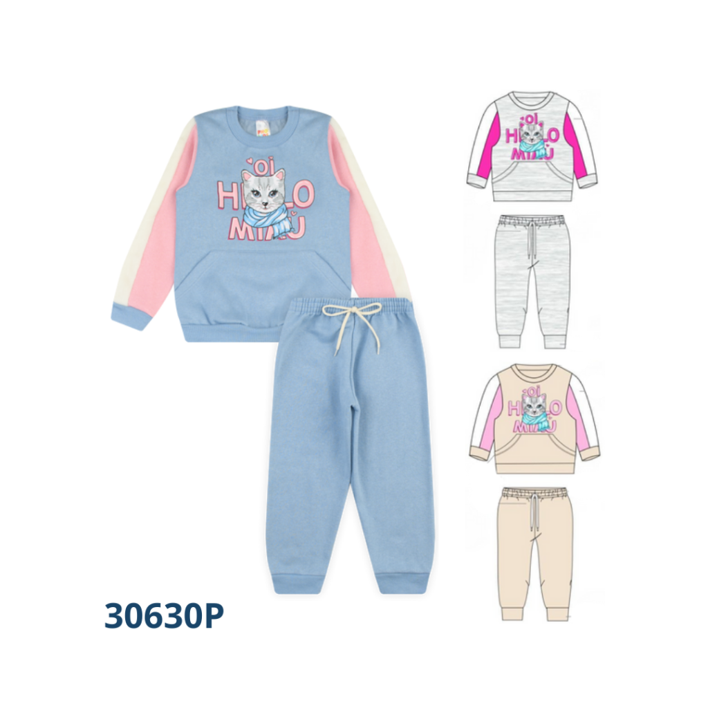 KIT 3 CONJUNTOS BLUSÃO CANGURU E CALÇA CADARÇO