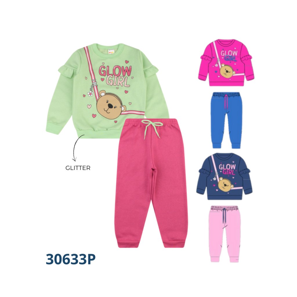 KIT 3 CONJUNTOS BLUSÃO COM BABADO E CALÇA COM CADARÇO