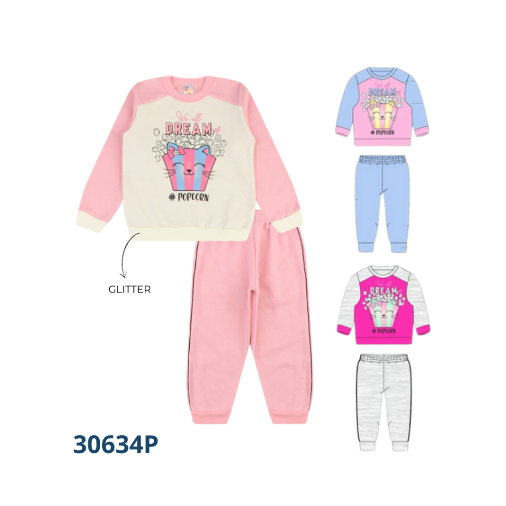 KIT 3 CONJUNTOS BLUSÃO COM RECORTE E CALÇA COM FILETE