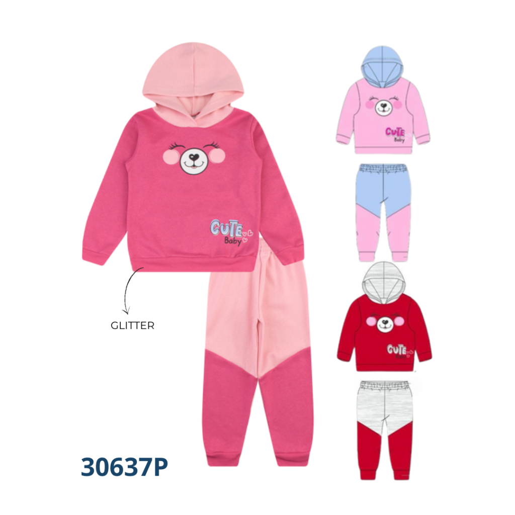 KIT 3 CONJUNTOS BLUSÃO CAPUZ E CALÇA COM RECORTE