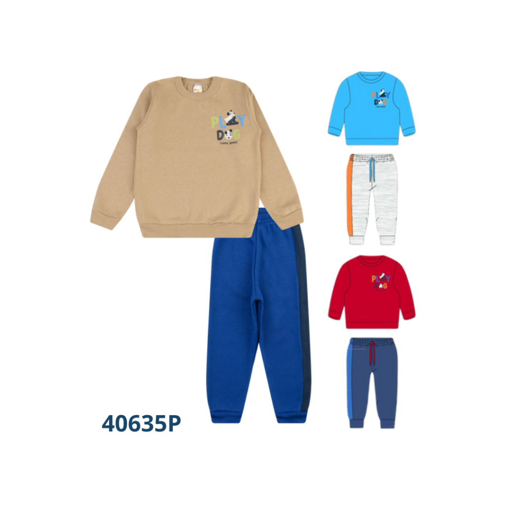 KIT 3 CONJUNTOS BLUSÃO E CALÇA COM RECORTE E CADARÇO