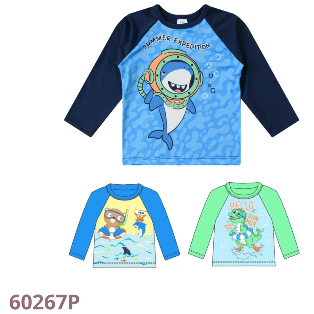 KIT 3 BLUSA RAGLÃ MANGA LONGA COM ESTAMPA