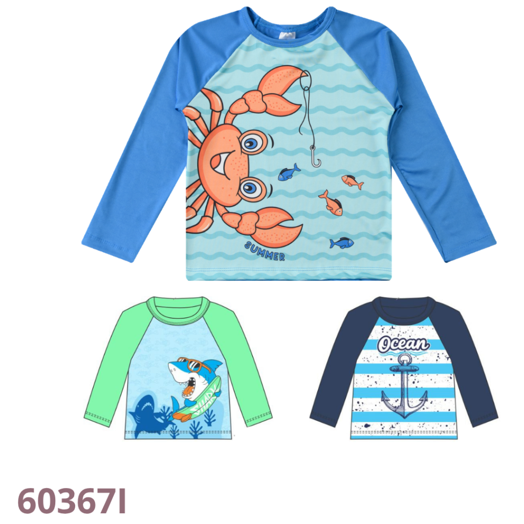 KIT 3 BLUSA RAGLÃ MANGA LONGA COM ESTAMPA