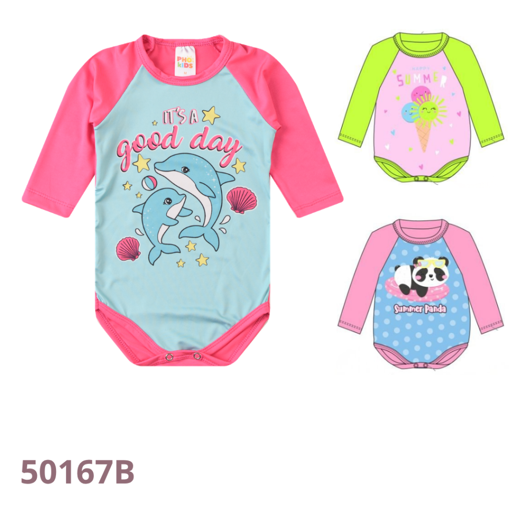 KIT 4 BODY RAGLÂ MANGA LONGA COM ESTAMPA