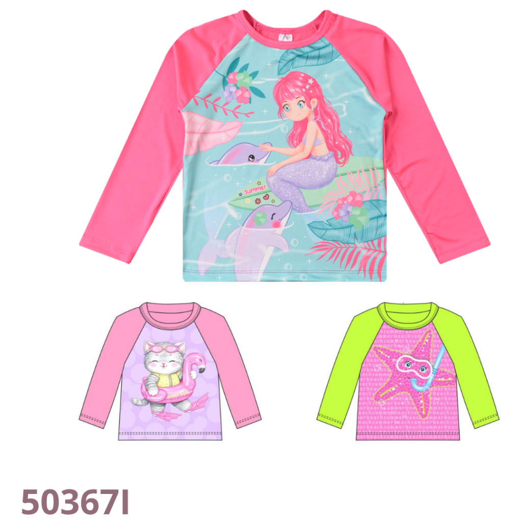 KIT 3 BLUSA RAGLÃ MANGA LONGA COM ESTAMPA