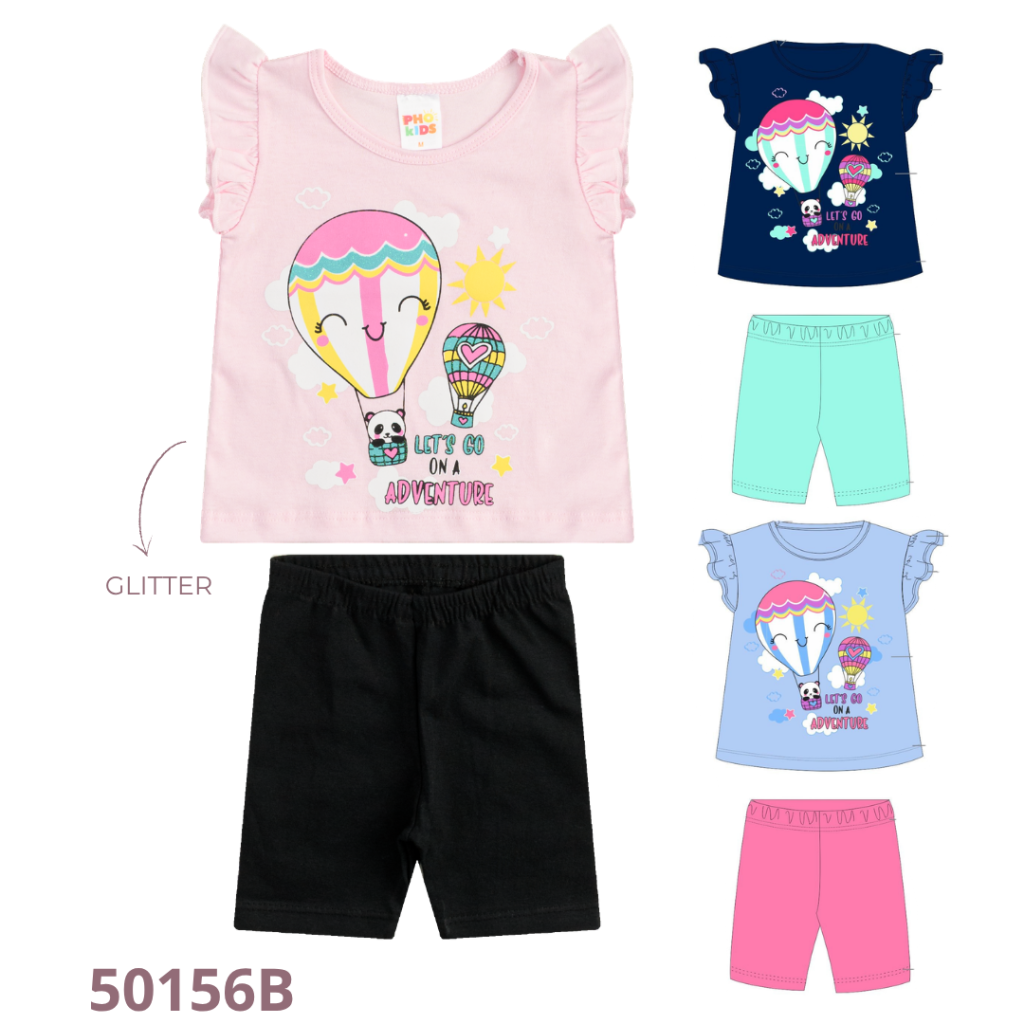 KIT 3 CONJUNTO BLUSA COM MANGA FRANZIDA E BERMUDA CICLISTA