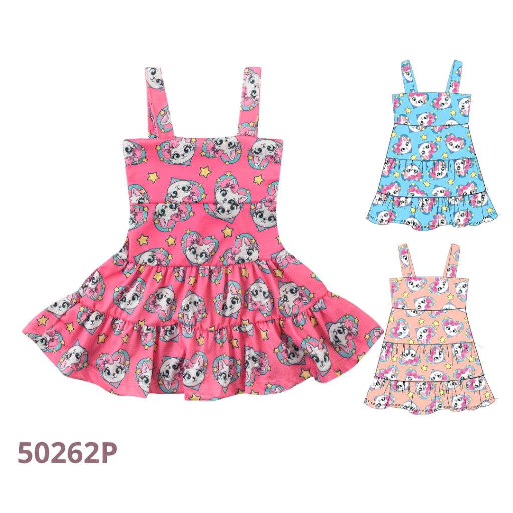 KIT 3 VESTIDO DE ALÇA COM BABADOS