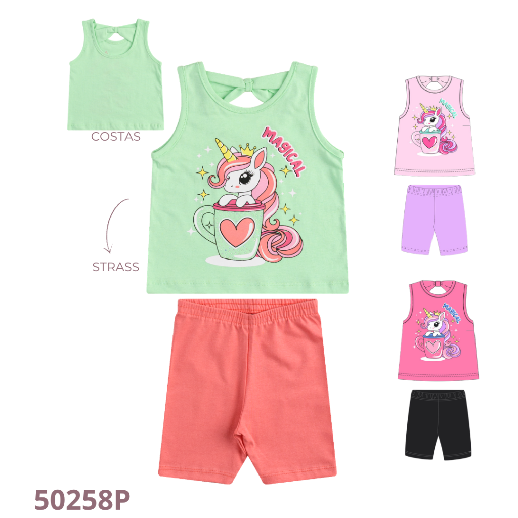 KIT 3 CONJUNTO REGATA COM DETALHE NAS COSTA E SHORT CICLISTA