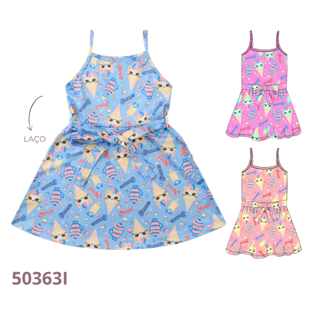 KIT 3 VESTIDO DE ALÇA COM LAÇO