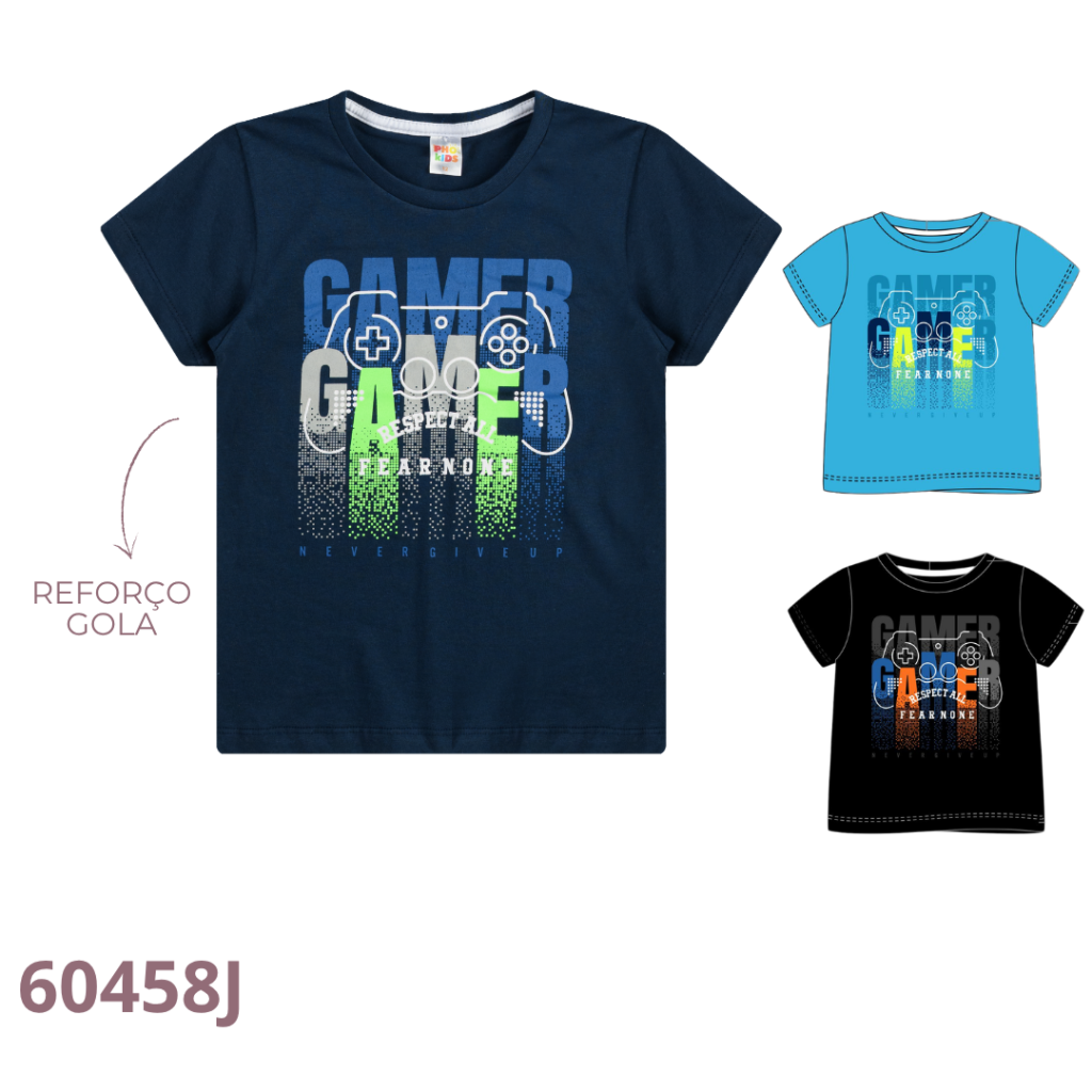 KIT 4 CAMISETA COM REFORÇO E ESTAMPA