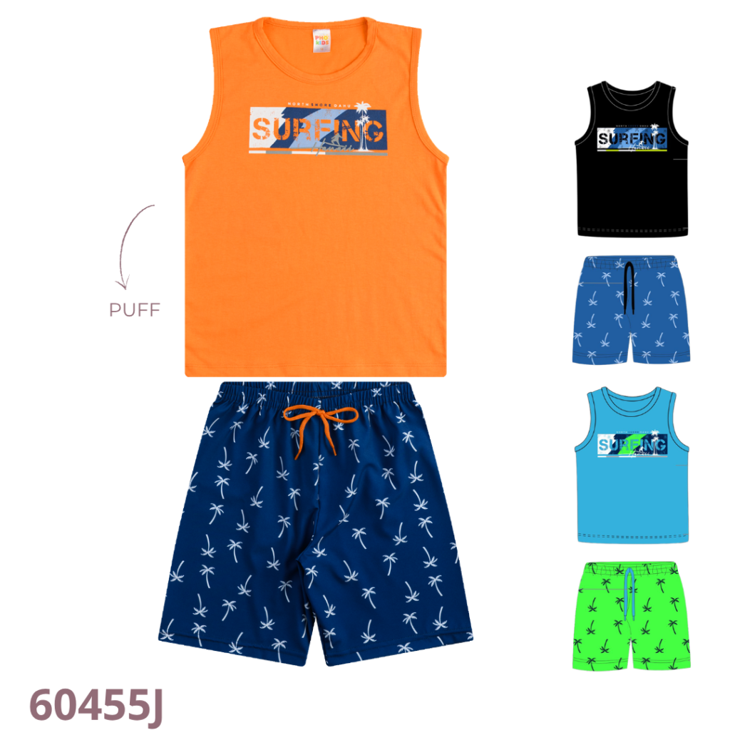 KIT 4 CONJUNTO REGATA E  BERMUDA TACTEL COM ELASTANO COM CADARÇO