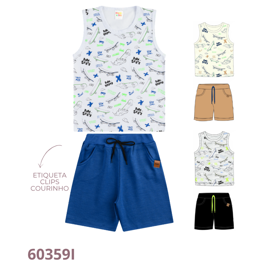KIT 3 CONJUNTO REGATA E  BERMUDA COM DETALHE, BOLSO E CADARÇO