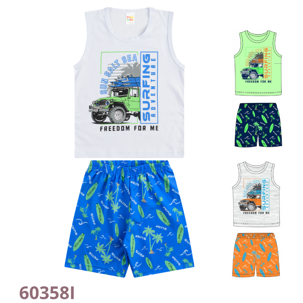 KIT 3 CONJUNTO REGATA E  BERMUDA TACTEL COM ELASTANO ESTAMPADO
