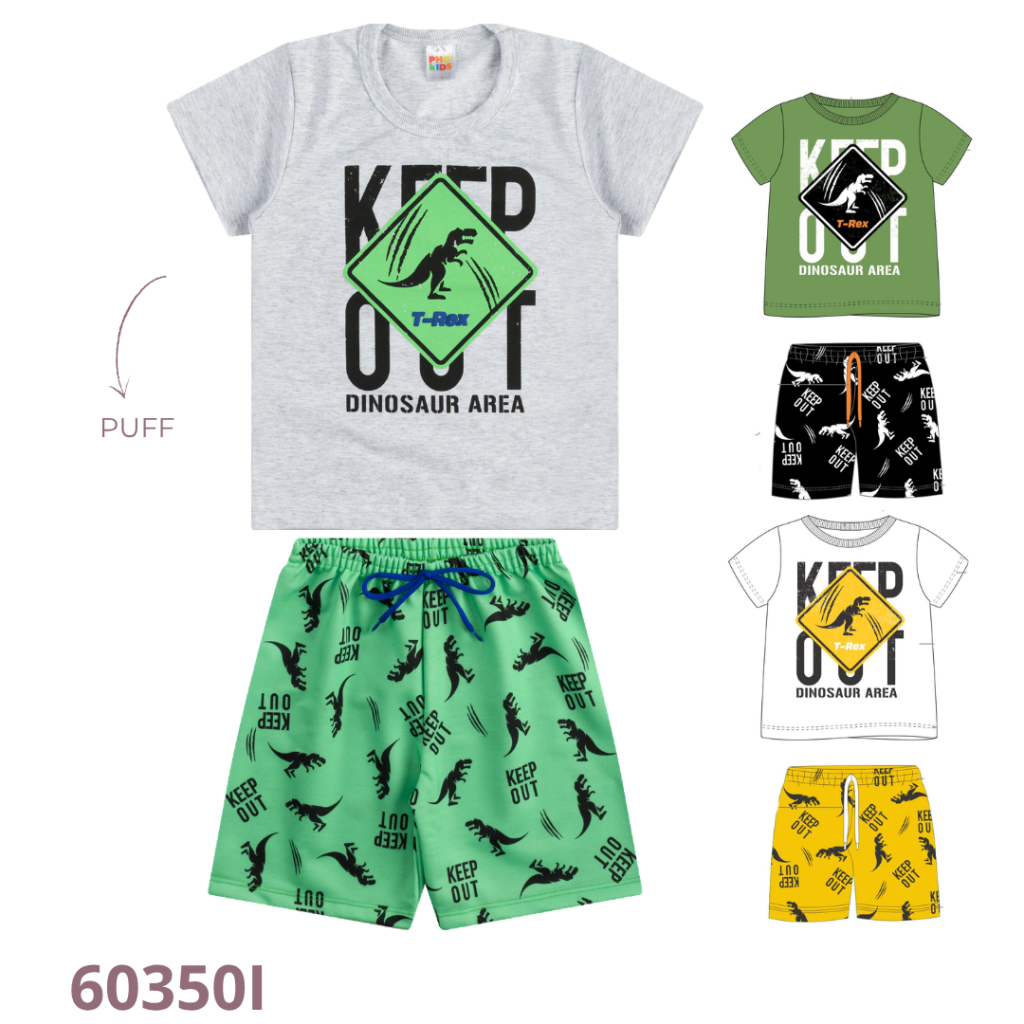 KIT 3 CONJUNTO CAMISETA E  BERMUDA COM CADARÇO