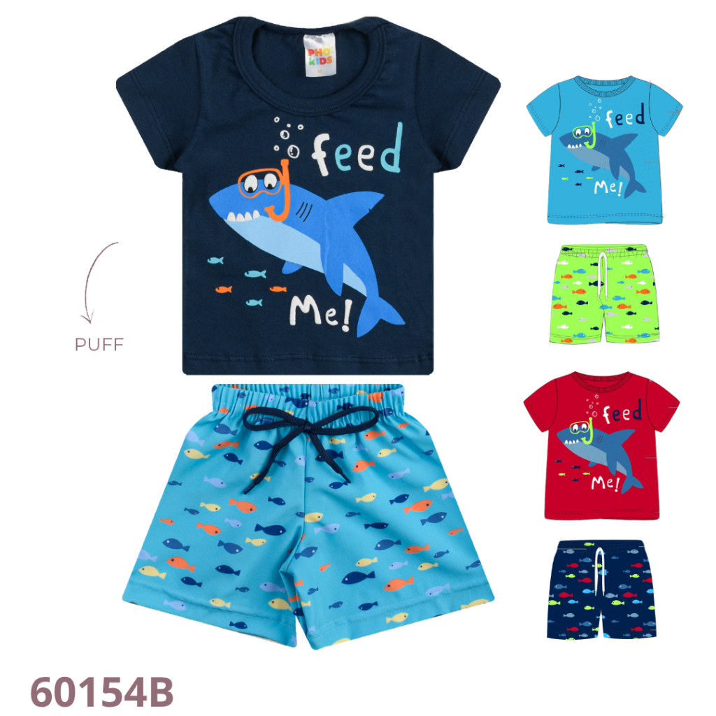 KIT 3 CONJUNTO CAMISETA E BERMUDA TACTEL COM ELASTANO E CADARÇO