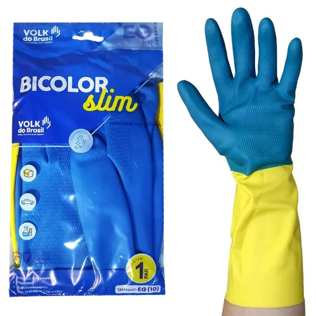 Luva Látex Neoprene Bicolor Slim Volk 