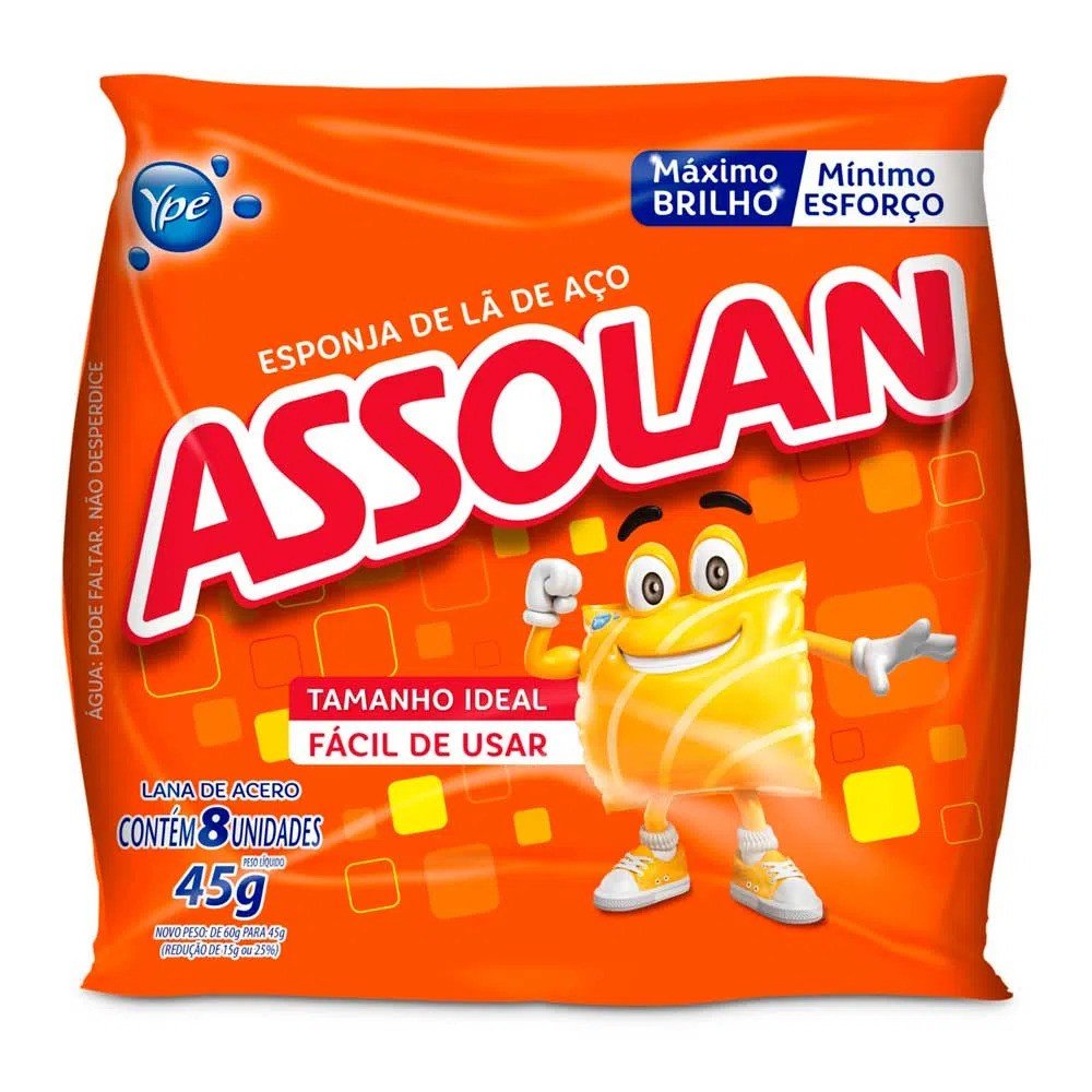 Esponja de Lã de Aço Assolan 45g C/8 und.