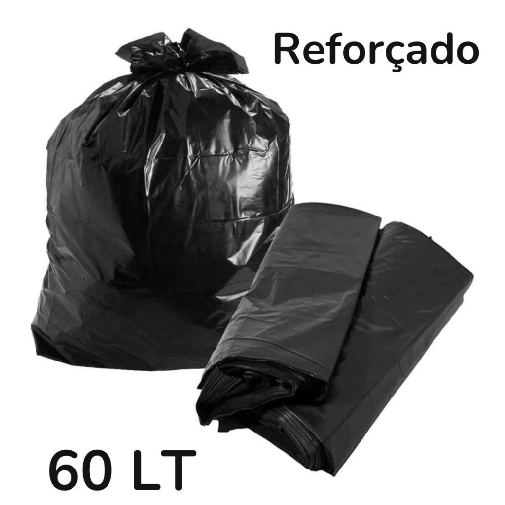 Saco de Lixo Preto 60 Litros C/100 Und Reforçado Tá Limpo
