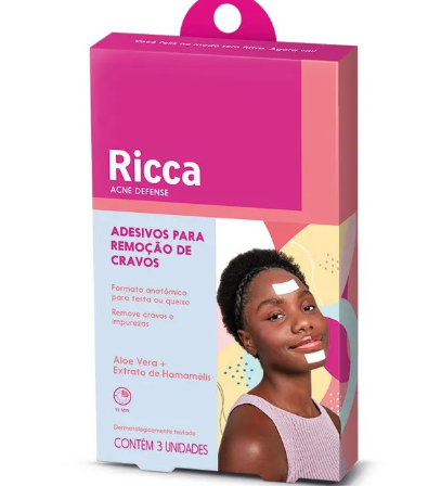  Adesivo para Remoção de Cravos da Testa e Queixo Acne Defense Ricca