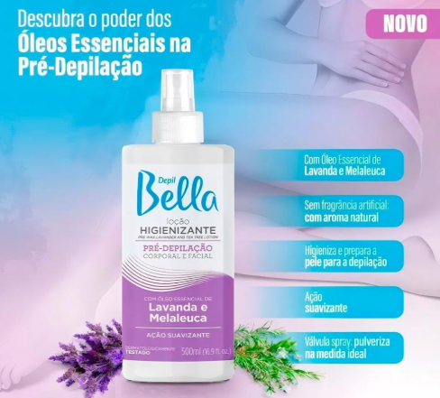  Loção Higienizante de Lavanda e Melaleuca, Depil Bella, Pequeno