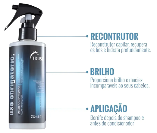 TRUSS Uso Obrigatório 260ml – Reconstrutor Capilar Multifuncional | Nova Fórmula 2025 com Proteção Térmica, Brilho e Força Instantânea