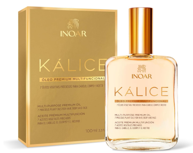 Inoar, Kálice Óleo Multifuncional – Hidratação, Nutrição e Reparação com 7 Óleos Vegetais e Vitamina E para Cabelos, Corpo e Rosto - 100ml
