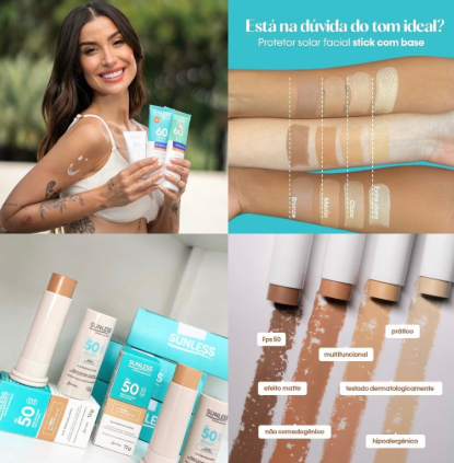 PROTETOR SOLAR STICK SUNLESS COM COR FPS50