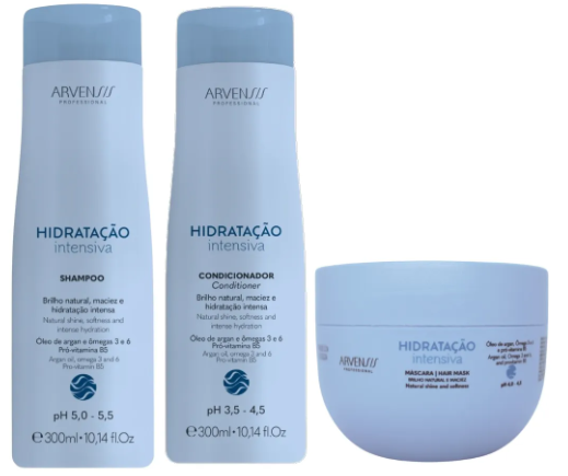 Kit Arvensis Hidratação Shampoo Condicionador Mascara 250g