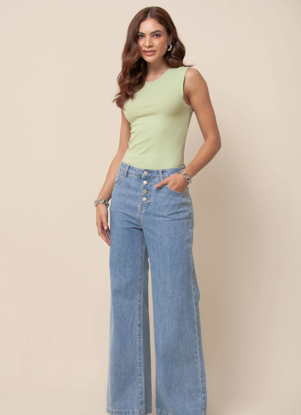 CALÇA JEANS BOTOES LIVIA