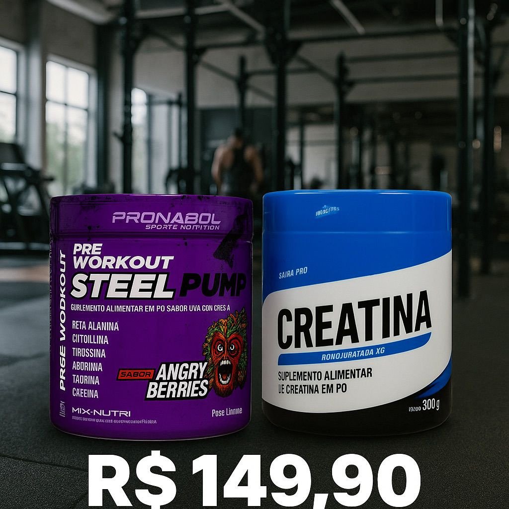 Pré treino stell + creatina shark pro 