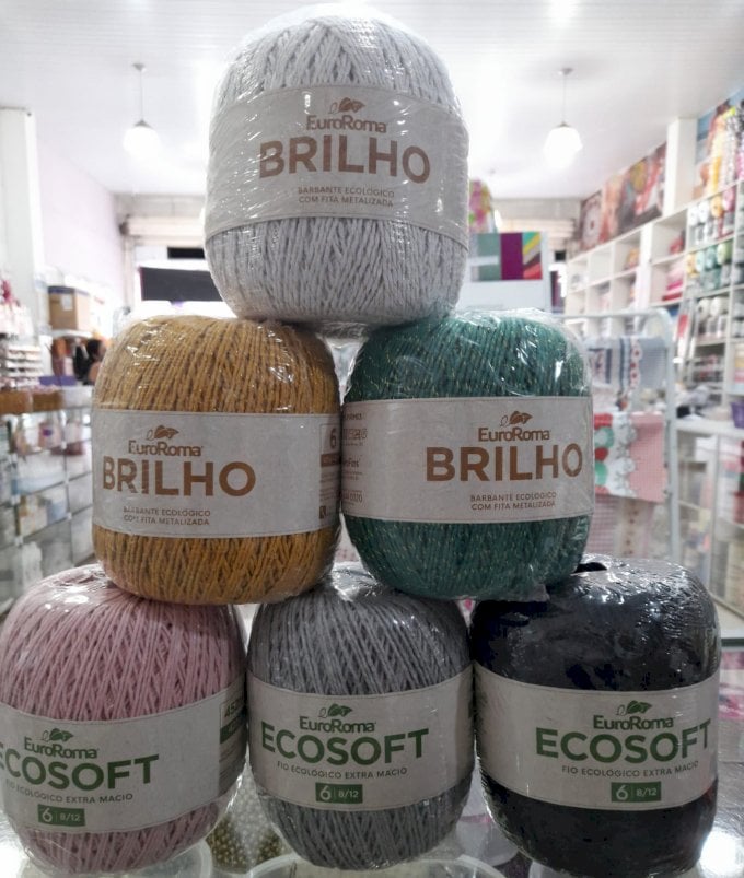 Barbante ecosoft; barbante euroRoma brilho 