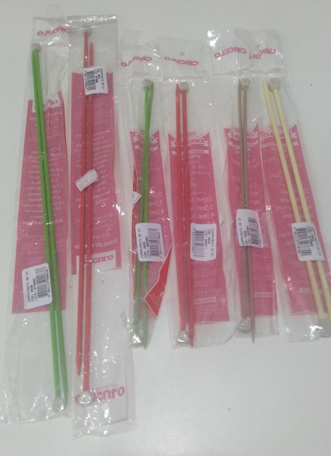 Agulha trico longa e curta Plástico n° 3.5 