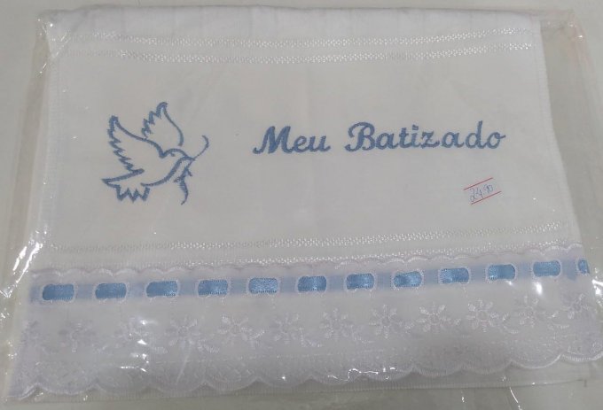 Toalha bordada para batizado 